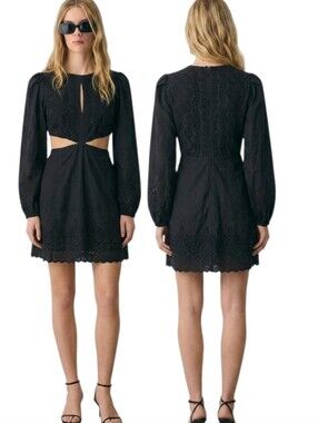 WALTER BAKER "Hannah" 100% Cotton Lace Eyelet Cutout Mini Dress - Size S